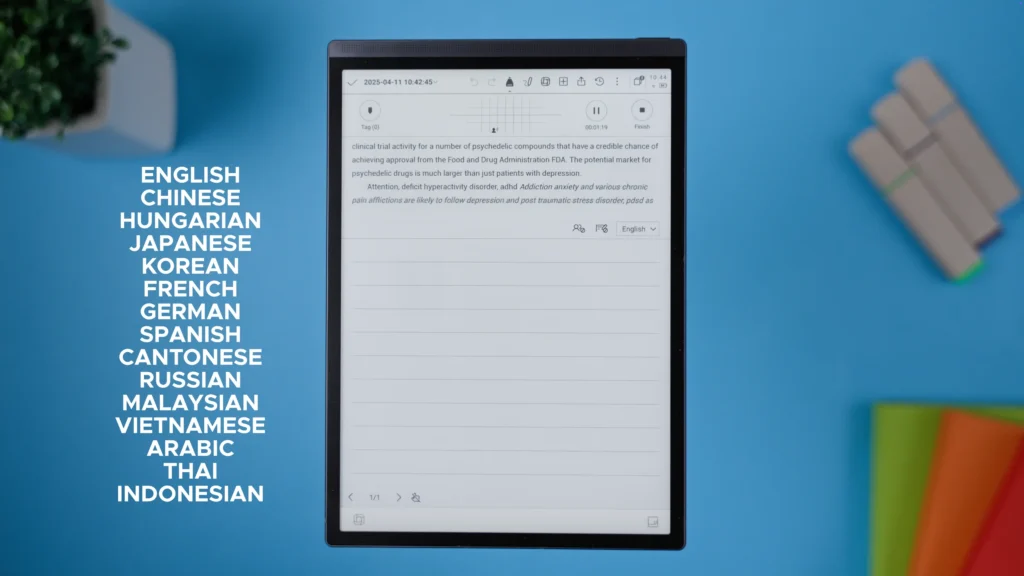 Voice-to-Text Transcription is supported in 14 Languages
