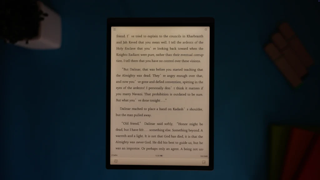 Warm light adds comfort when reading in dark environment