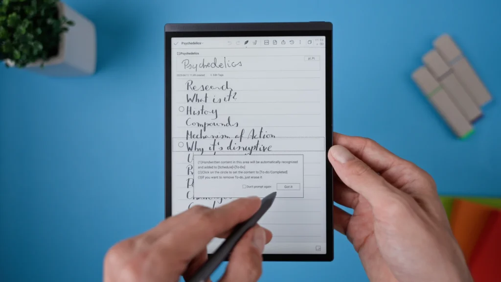 Draw a circle to add handwritten text to TO DO list