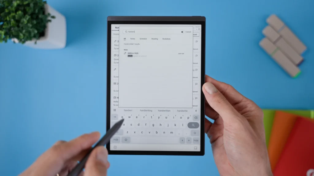 Search tool allows to find even handwriting notes. This is not available on many e-ink devices.