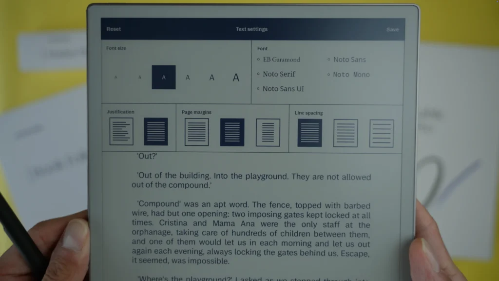 Text formatting options when reading EPUB books