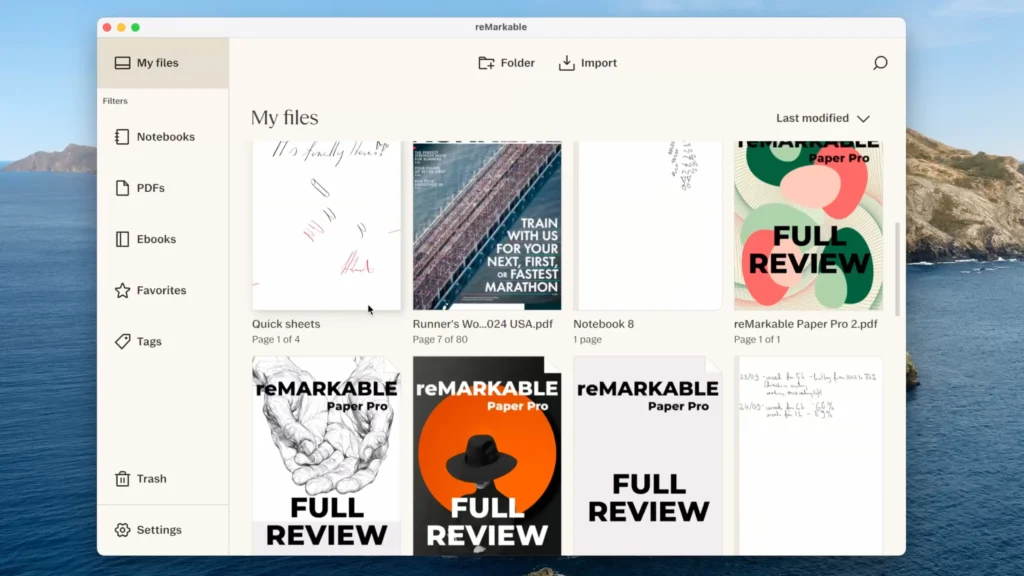 reMarkable App on Mac works well and allows for quick import